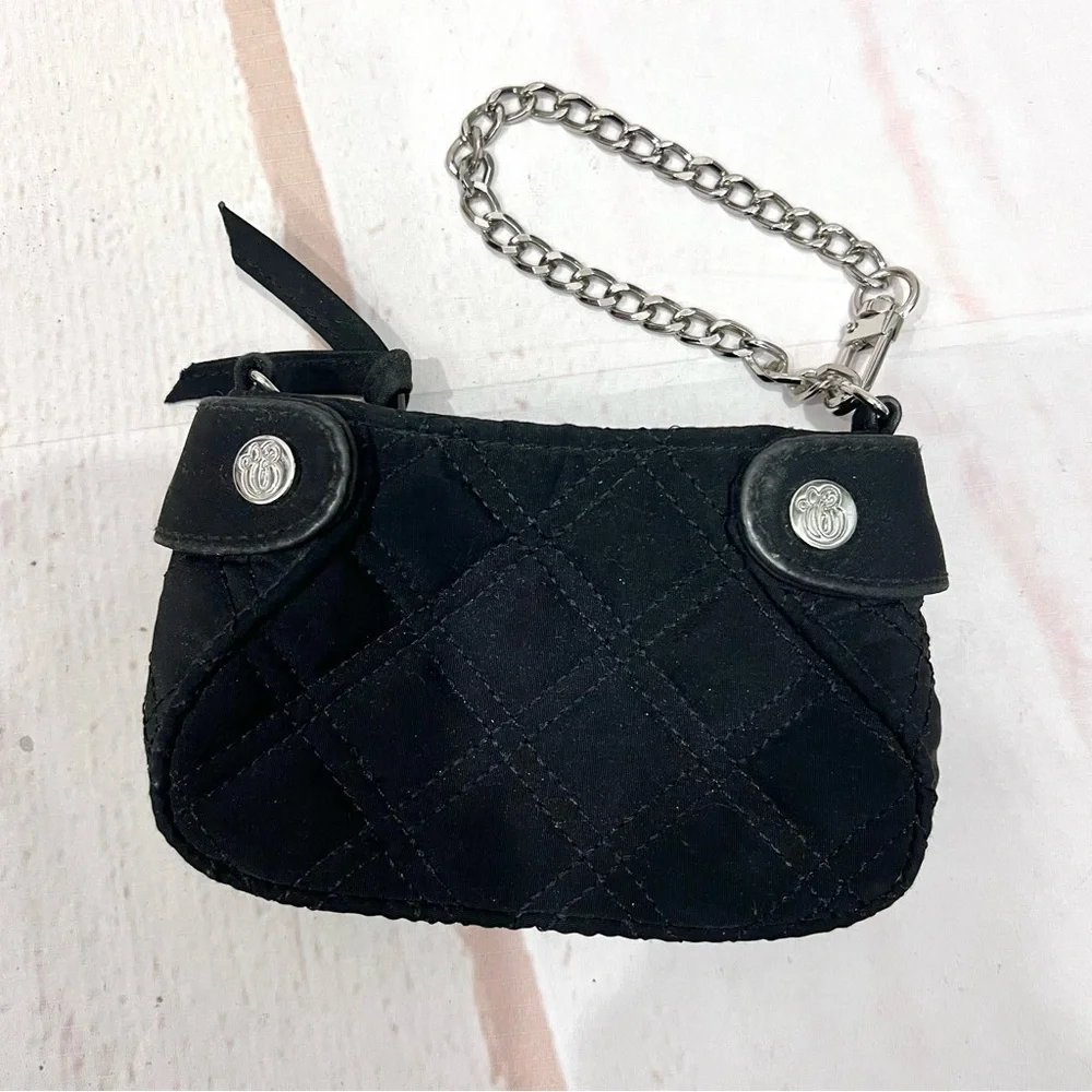 Vera Bradley Colette Quilted Microfiber Mini Black Wristlet Clutch Wallet Purse - Picture 6 of 9